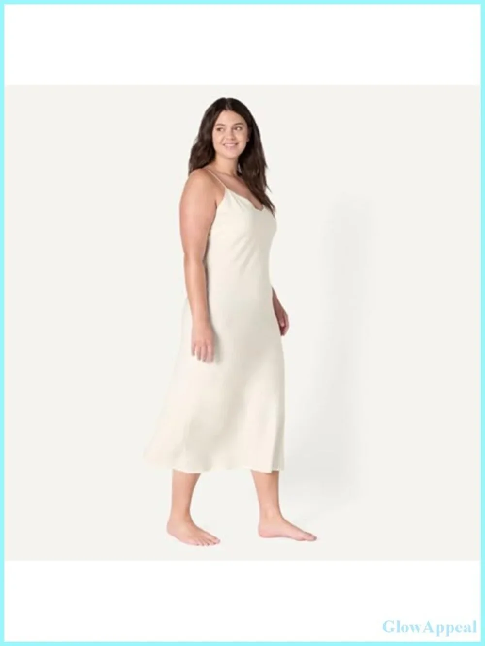 Satin Georgette Slip Nightgown Adjustable Cami Strap Sleeveless Midi Lounge
